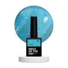 NAILSOFTHEDAY Potal base 24 – лазурная/ярко-голубая база с голографикой стильной талью, 10 мл