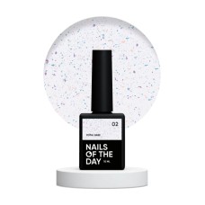 NAILSOFTHEDAY Potal base 02 – молочно-голубая база с поталью (золотисто-фиолетовая и бирюзовая поталь), 10 мл