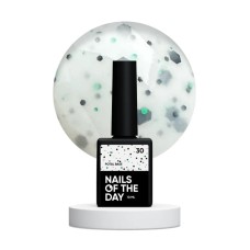 NAILSOFTHEDAY Potal base 30 — молочная база с черными и зелеными блестками, 10 мл.