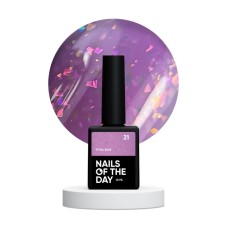 NAILSOFTHEDAY Potal base 21 – фиалковая/сиреневая база с голографикой стильной талью, 10 мл