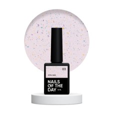 NAILSOFTHEDAY Potal base 03 – молочно-фиолетовая база с поталью (золотисто-фиолетовая и зеленая поталь), 10 мл