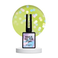 NAILSOFTHENIGHT Party base 04 – неоновая лимонно-зеленая база с голографическими шестигранниками, 10 мл