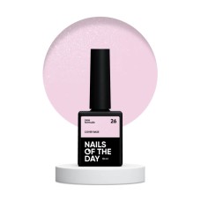 Nailsoftheday Cover base NEW Formula 26 – нежно-розовое с серебряным шимером, с более холодным блеском, камуфлирующее базовое покрытие для ногтей, 10 мл.