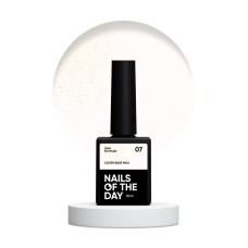 Nailsoftheday Cover base NEW Formula milk 07 — молочное, полупрозрачное с золотым шимером, придающим теплый золотой перелив, камуфлирующее базовое покрытие для ногтей, 10 мл.