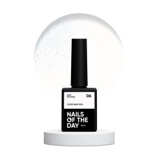 Nailsoftheday Cover base NEW Formula milk 06 – молочное, полупрозрачное с голубым шимером, который создает эффект более холодного оттенка, камуфлирующее базовое покрытие для ногтей, 10 мл.