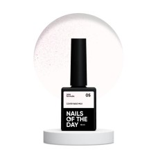 Nailsoftheday Cover base NEW Formula milk 05 — молочное, полупрозрачное с розовым шимером, который усиливает оттенок и делает его более теплым, камуфлирующее базовое покрытие для ногтей, 10 мл.