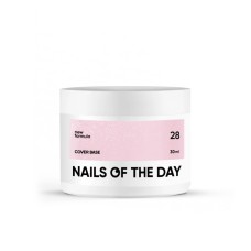 Nailsoftheday Cover base NEW Formula 28 – полупрозрачное пудрово-розовое с серебряным шимером, камуфлирующее базовое покрытие для ногтей, 30 мл.