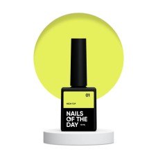 NAILSOFTHEDAY Neon top 01 – неоновый желтый топ без липкого слоя для ногтей, 10 мл